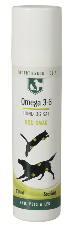 ScanVet Omega-3-6. Tilskudsfoder med essentielle fedtsyre til hund og kat. 100 ml.